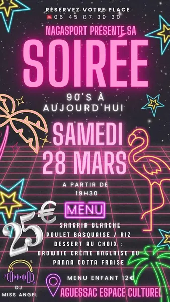 Soirée dansante avec repas années 90 à aujourd'hui