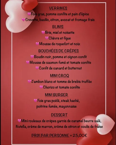 menu saint valentin