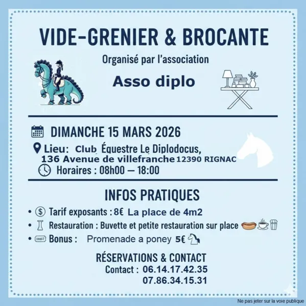 Vide-grenier et brocante au centre équestre Le Diplodocus