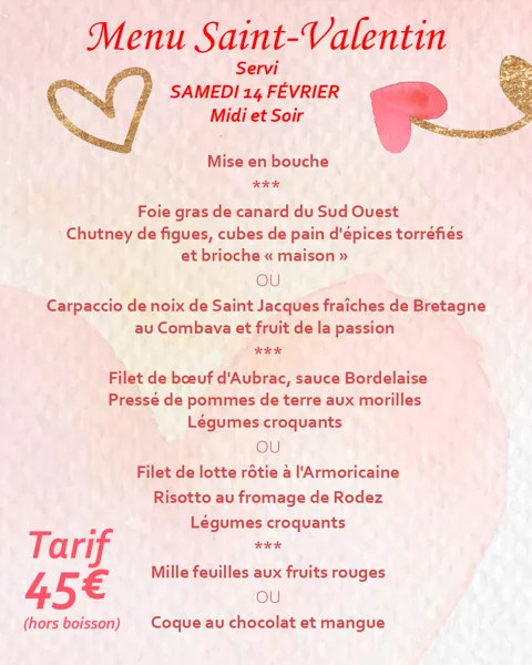 Menu Saint-Valentin