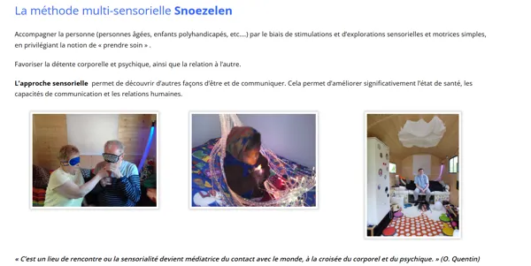 Atelier sensoriel dans la roulotte Snoezelen