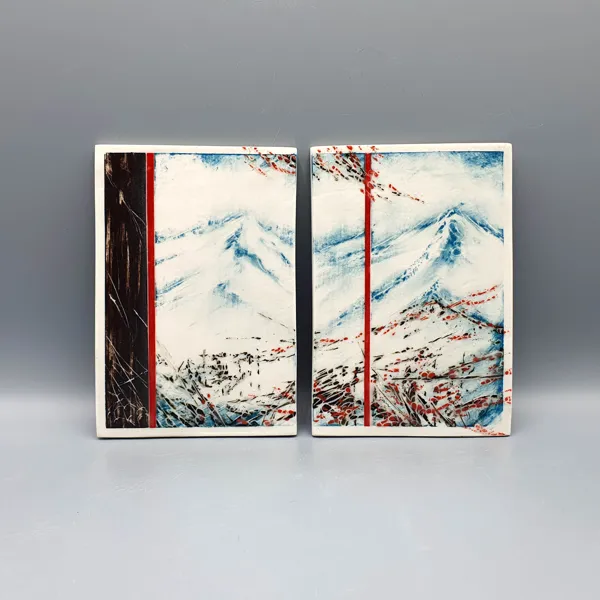 Tableau, diptyque, en porcelaine., © Céline Gauthier