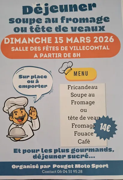 Déjeuner soupe au fromage ou tête de veau