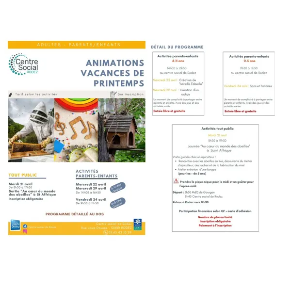 Animations vacances de printemps
