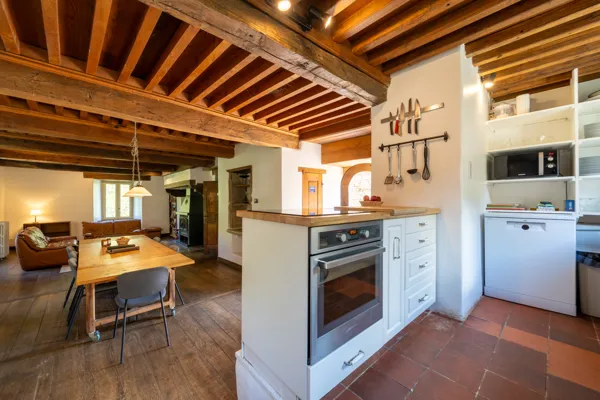 La cuisine, éviers en pierre, Château de Salamon