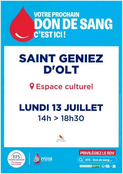 Don de sang à St Geniez d'Olt, EFS