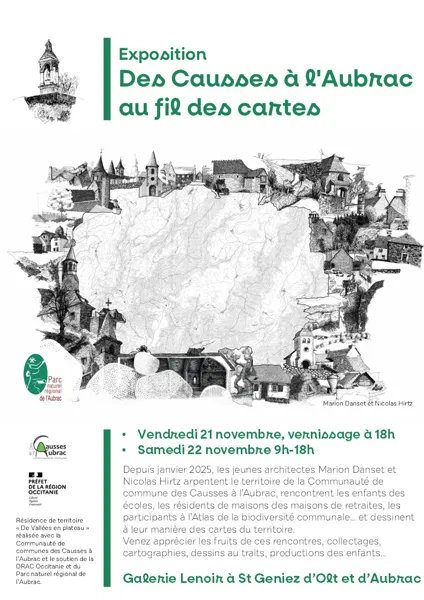 Exposition des Causses à l'Aubrac au fil des cartes à Saint Geniez d’Olt et d’Aubrac