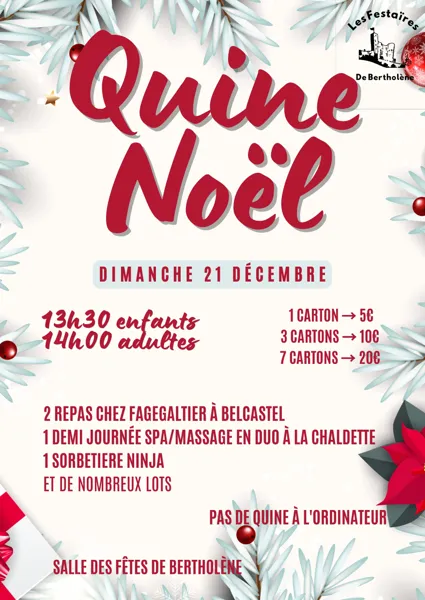 Quine de Noël des Festaïres à Bertholène