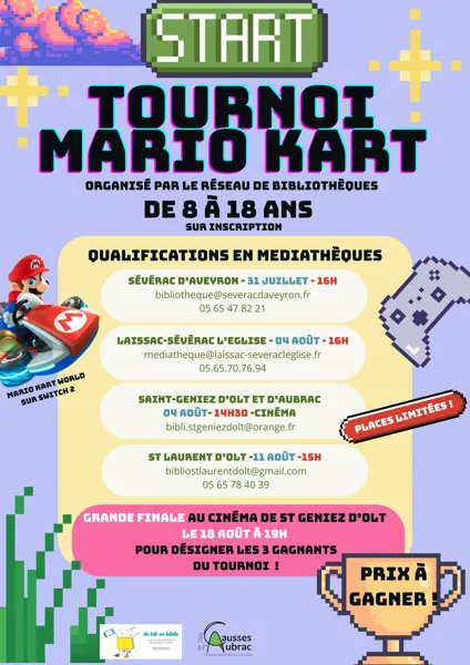 Qualifications du tournoi Mario Kart inter-bibliothèque à la médiathèque de St Laurent d'Olt