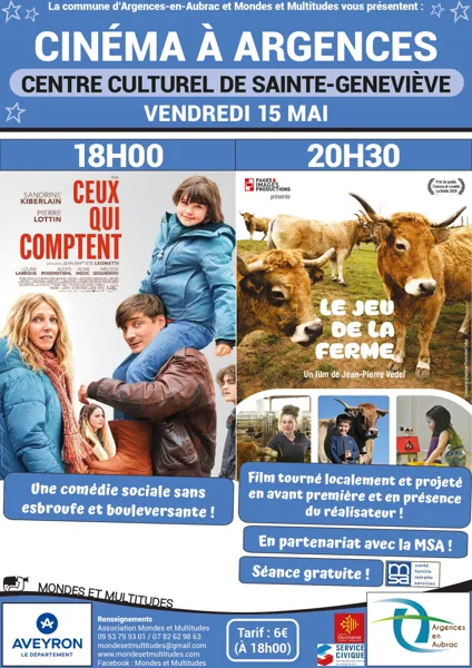 Cinéma : "Ceux qui comptent" et "Le jeu de la ferme" - Argences en Aubrac — visuel événement