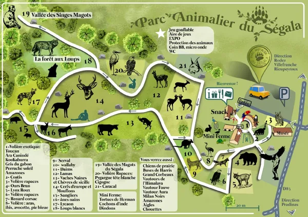 Parc animalier du Ségala - Pradinas (groupes), Parc animalier du Ségala