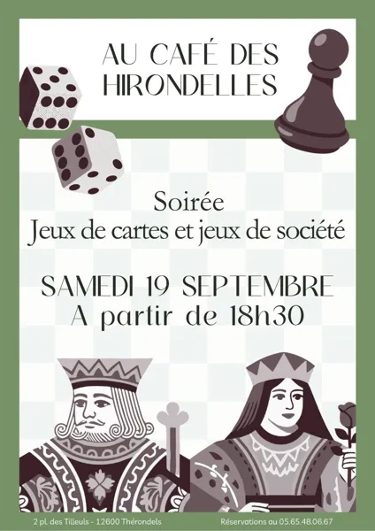Soirée Jeux de cartes et jeux de sociétés au Café des Hirondelles
