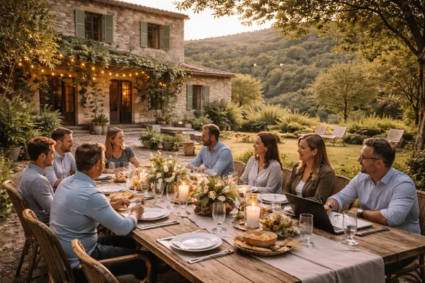 Organisation d’événements privés ou professionnels : anniversaires, séminaires, retraites, réunions familiales ou escapades entre amis, avec une prise en charge sur mesure de la conception à la coordination sur place., Agence des 3 Bastides