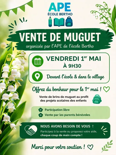 Vente de muguet à Bertholène