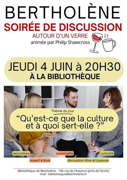 Soirée discussion à la bibliothèque de Bertholène