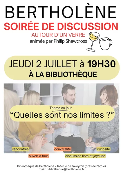 Soirée discussion à la bibliothèque de Bertholène