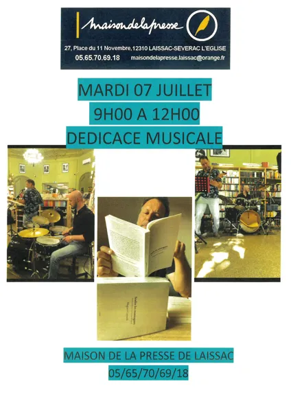 Séance de Dédicaces musicale avec Hugues CAYRADE Maison de la Presse Laissac