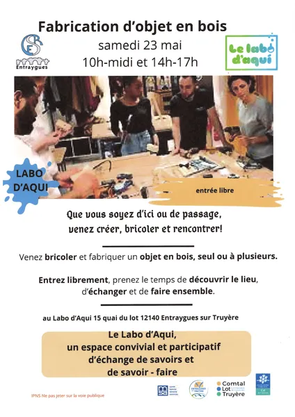 Atelier fabrication d'objets en bois