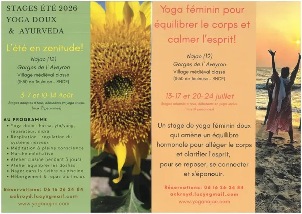 Stages été 2026 - Yoga doux & Ayurveda