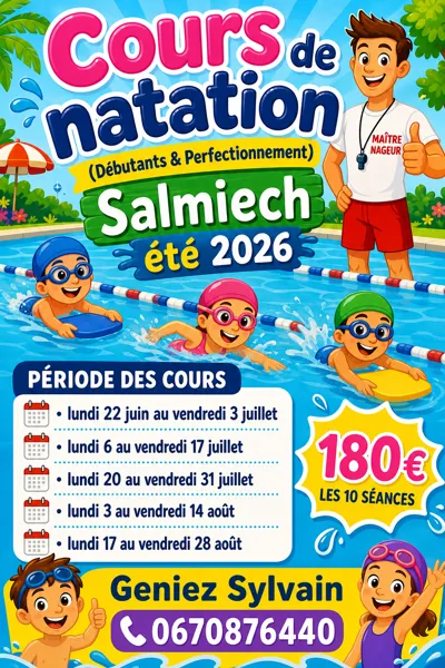 Cours de natation à la piscine de Salmiech