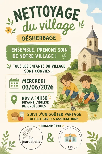 Après-midi nettoyage et désherbage du village de Cruéjouls