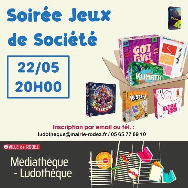 Soirée jeux de société à la Médiathèque Ludothèque de Rodez