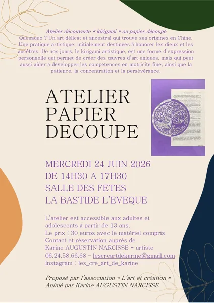 Atelier découverte Kirigami ou papier découpé - La Bastide l'Evêque