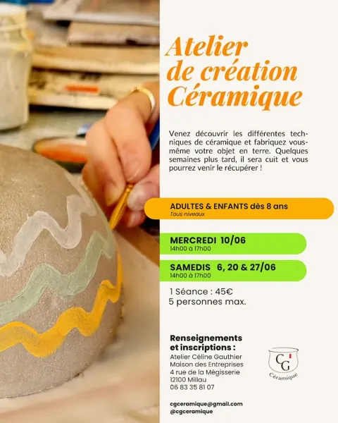 Atelier de création de Céramique, mois de juin - Céline Gauthier