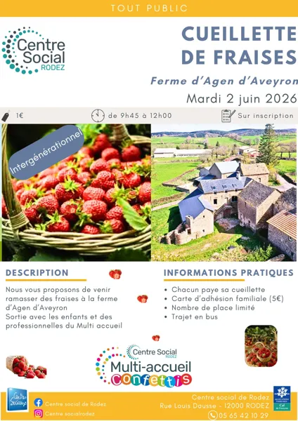 Cueillette de fraises à la ferme d'Agen d'Aveyron