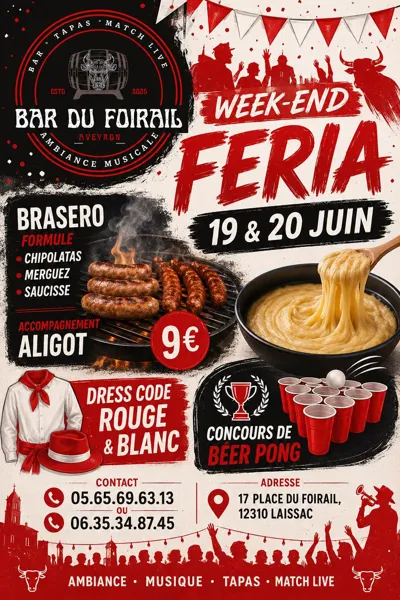 Week-end Féria au bar le Foirail à Laissac