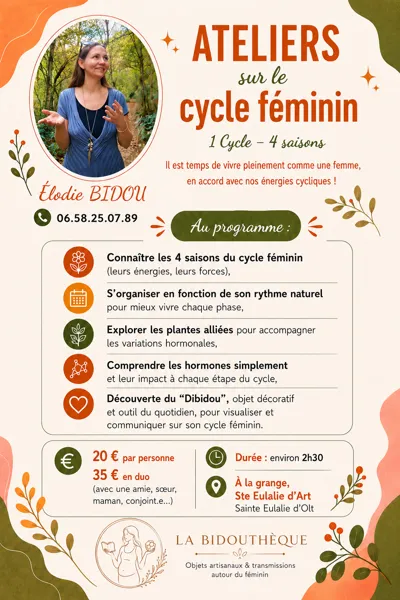 Atelier sur le cycle féminin avec la Bidouthèque