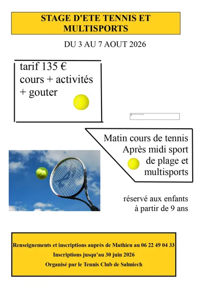 Stage d'été tennis et Multisports