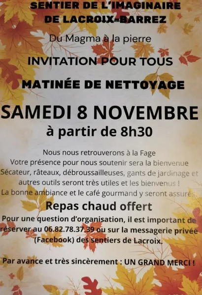 Nettoyage d'automne du sentier de l'imaginaire