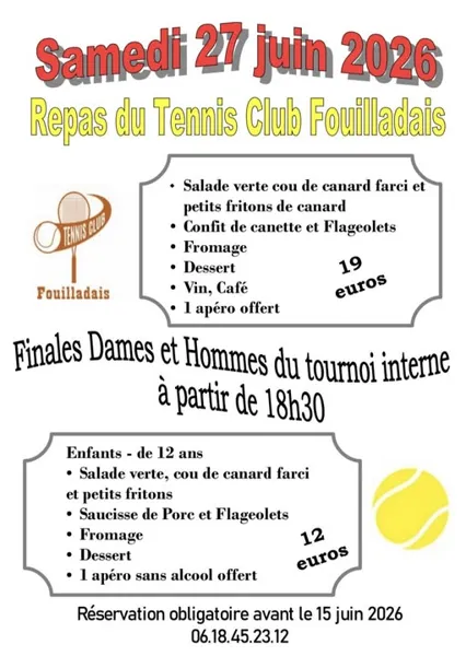 Repas du tennis club fouilladais
