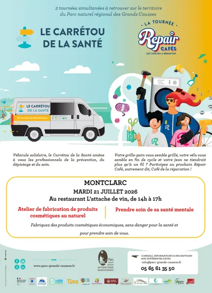Le Carrétou de la Santé & Repair Cafés font étape à Montclar