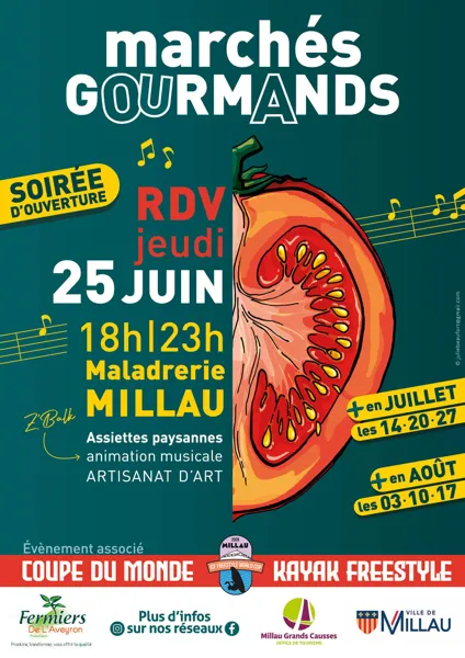 Marchés gourmands / nocturnes des fermiers de l'Aveyron de Millau - juin 2026