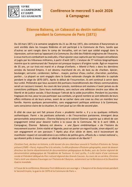 CONFERENCE ETIENNE BALSENQ