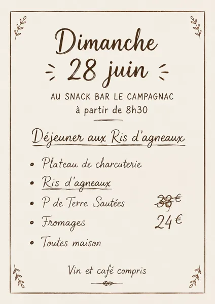 Déjeuner aux Ris d'agneaux