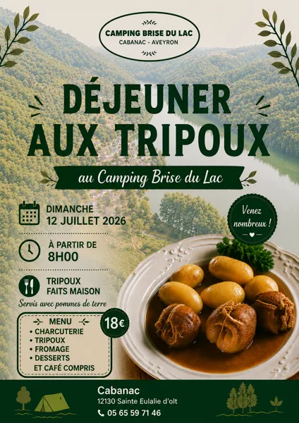 Déjeuner aux tripoux au Camping Brise du Lac