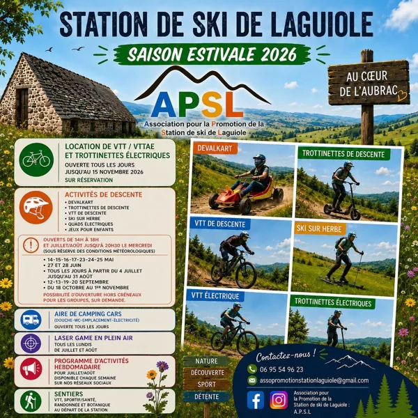Saison estivale 2026- Station de ski de Laguiole