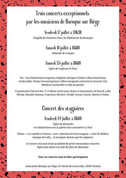 Concert des musiciens de Baroque sur Diège