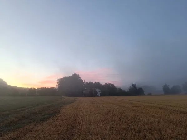 la maison au bout des champs au petit matin