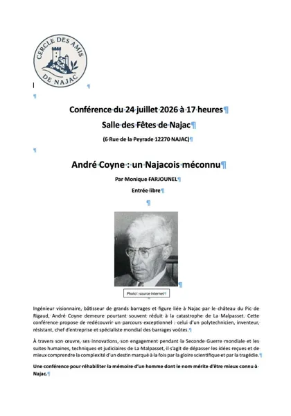 Conférence : André Coyne, un najacois méconnu