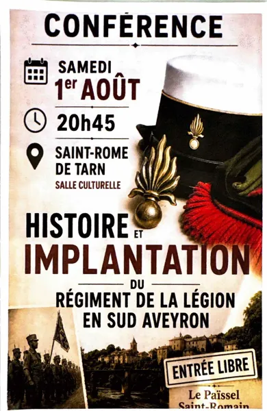 Conférence Historique : « Histoire et Implantation du Régiment de la Légion en Sud Aveyron »