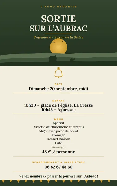 Sortie sur l'Aubrac au départ de la Cresse et départ d'Aguessac - Déjeuner au buron de la Sistre