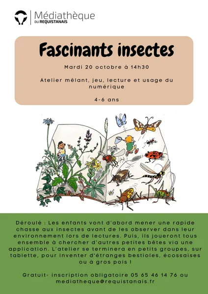Atelier jeu, lecture et numérique « Fascinants insectes » – Médiathèque du Réquistanais