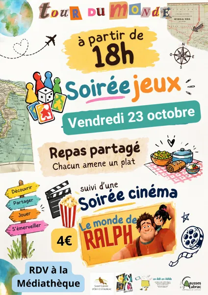 Tour du Monde : Soirée jeux et cinéma