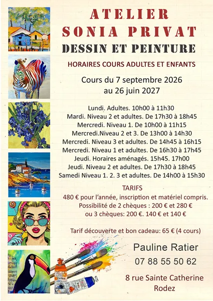 Cours de dessin et de peinture, stages artistiques pour les vacances scolaires