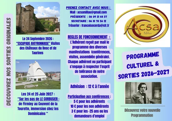 Conférences et sorties ACSA - 2026-2027