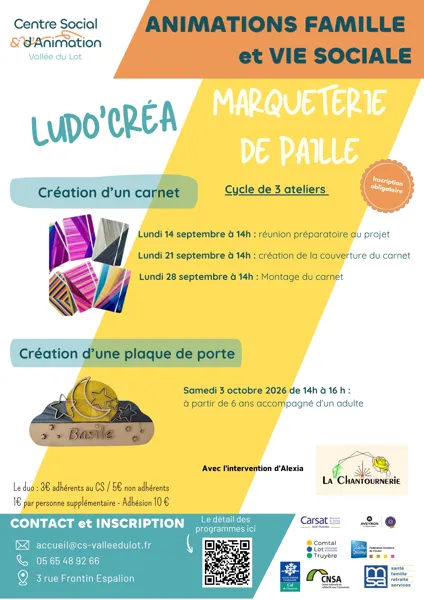 Cycle d'ateliers - Fabrication d'un carnet en marqueterie de paille